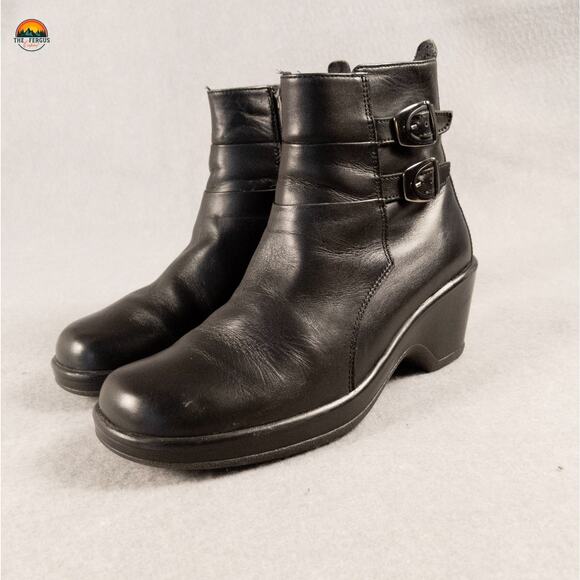 Dansko Bibi Moto Boots Black Leather Block Heel Side Zip Bikercore Women's Sz 36 - Picture 11 of 14